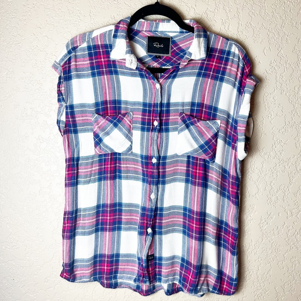 Rails plaid shirt sleeve button down top
